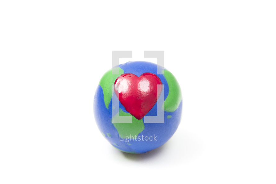 Toy Globe with a Paint Red Love Heart - Do you love this planet and the people on it?