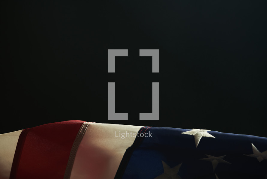 American flag on a black background