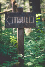 wooden trail sign 