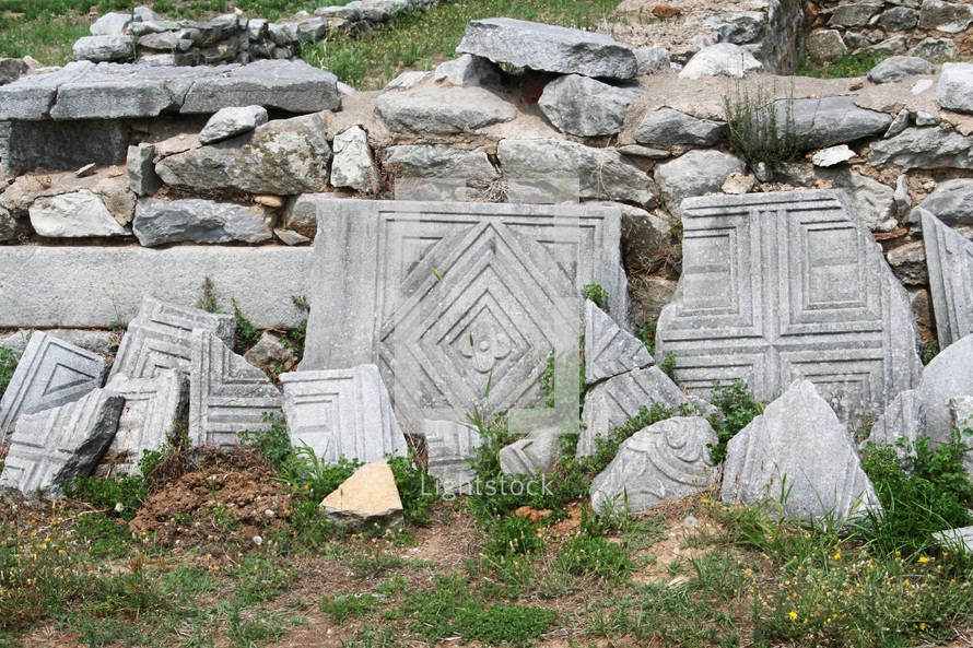 Ancient Philippi. Remains from historic Philippi that would have been visited by the Apostle Paul, Silas, Lydia and early Christians from Acts 16. These remains are near the Agora of Philippi.