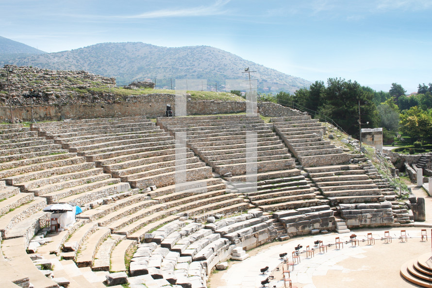 This is a historic theater in Philippi that would have been visited by the Apostle Paul, Silas, Lydia and early Christians from Acts 16. The theater would have housed dramas and gladiator fights. 