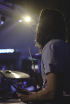 drummer on stage at a concert 