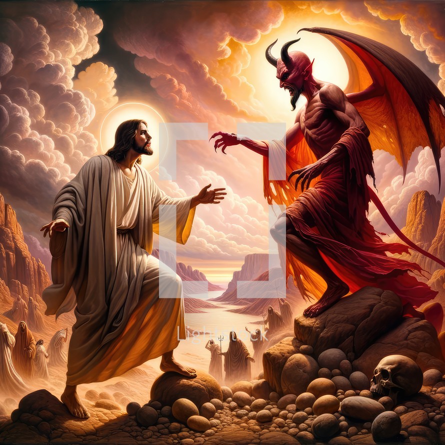 The Devil tempting Jesus in the desert