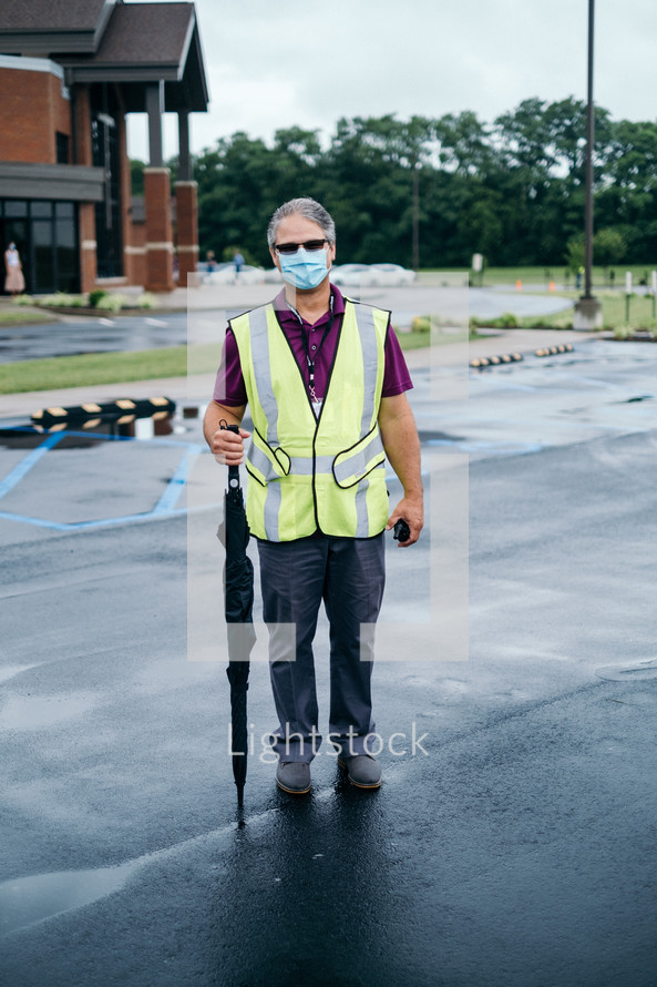 parking lot attendant at a church 