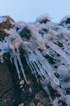 icicles on rocks 