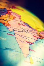 India on a globe 