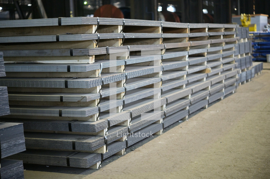 Stack of steel plate in steel plant