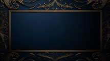 Ornate blue and bronze frame textured background. 