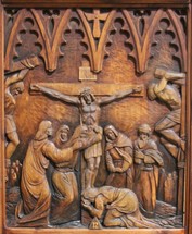 wooden carving - stations of the cross 12, Jesus dies on the cross