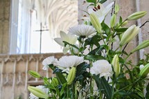 flower arrangement in a church 