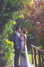 bride and groom outdoors 