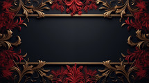 Ornate red, blue, and bronze frame textured background. 