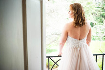 a bride with her back to the camera 