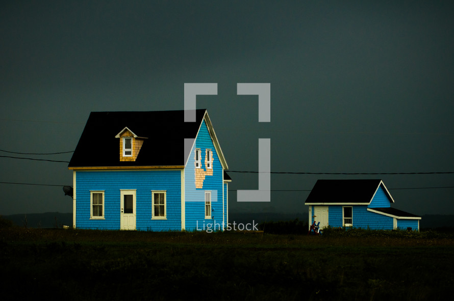 colorful blue beach house 