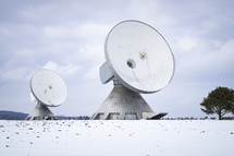 two satellite dishes in Bavaria Germany