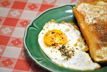 One egg and toast; a small breakfast for Lent.