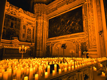 Ancient Works Of Art Inside A Dark Church 