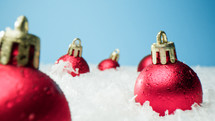 Composition of Christmas balls with snow