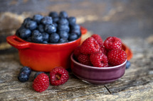 bowl of blueberries and raspberries 