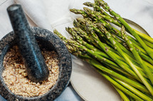 Fresh Asparagus with Crushed Almonds, Flour, and Egg