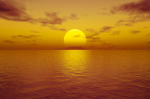 great sunset over the ocean 3d illustration