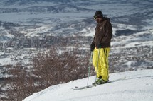 skier looking down the ski slope