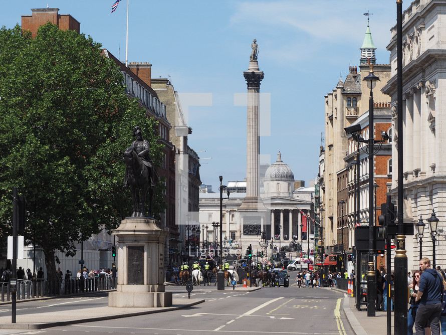 LONDON, UK - CIRCA JUNE 2018: Trafalgar Square with Nelson column
