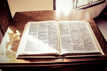 sunlight on an open Bible 