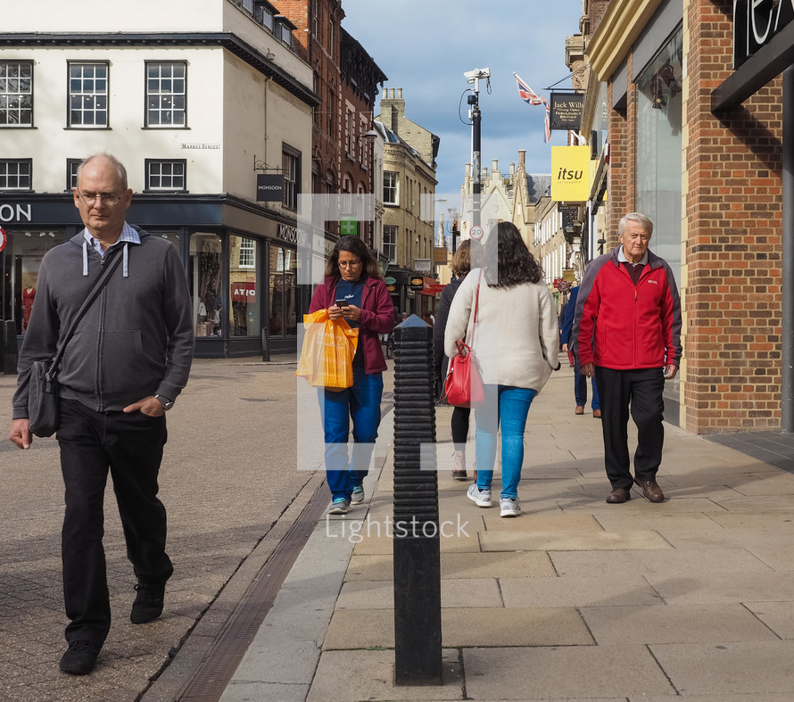 CAMBRIDGE, UK - CIRCA OCTOBER 2018: People in the city centre