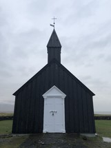 rural black chapel in Iceland 