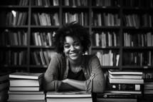 Bible Study. Smiling african american college student looking at camera in library