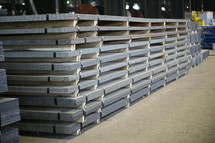 Stack of steel plate in steel plant