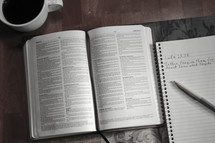 Open Bible and notebook 