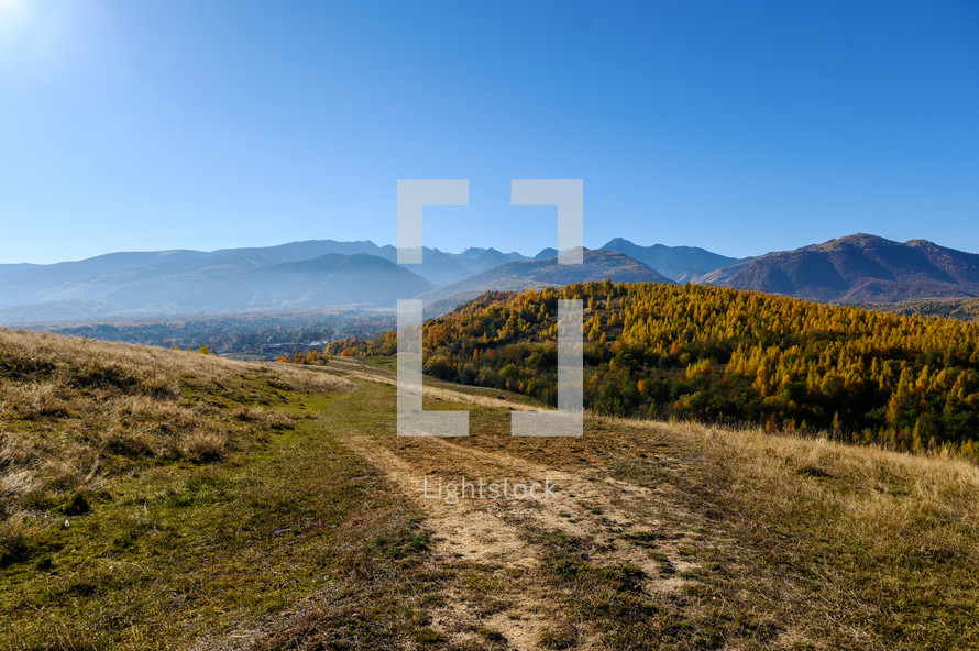 mountains and valley in autumn 