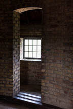 doorway and window and brick walls 