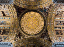 frescoes And Golden Details All Around The Cathedral Dome 