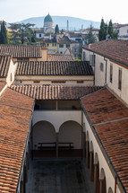 courtyard and tile roof buildings 