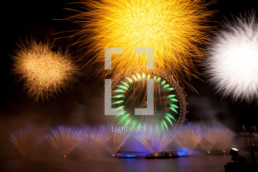Fireworks for New Year celebration in London, UK.