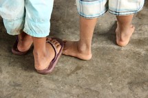 feet of little boys in summer 