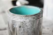bucket of teal paint 