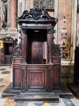 Historical Confessional Inside A Cathedral 