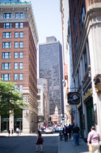 city sidewalk and cityscape 