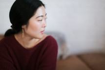 side profile of an Asian woman 