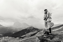 engagement portrait on a mountainside 