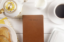 toast and coffee for breakfast with a Bible 