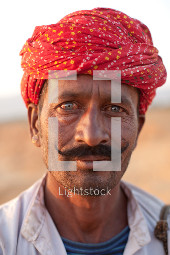 face of a nomadic man in India 