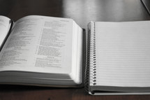 open Bible and notebook 