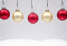 hanging red and gold ornaments 