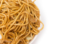Chow Mein Noodles on a White Background