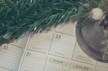 garland greenery and calendar 